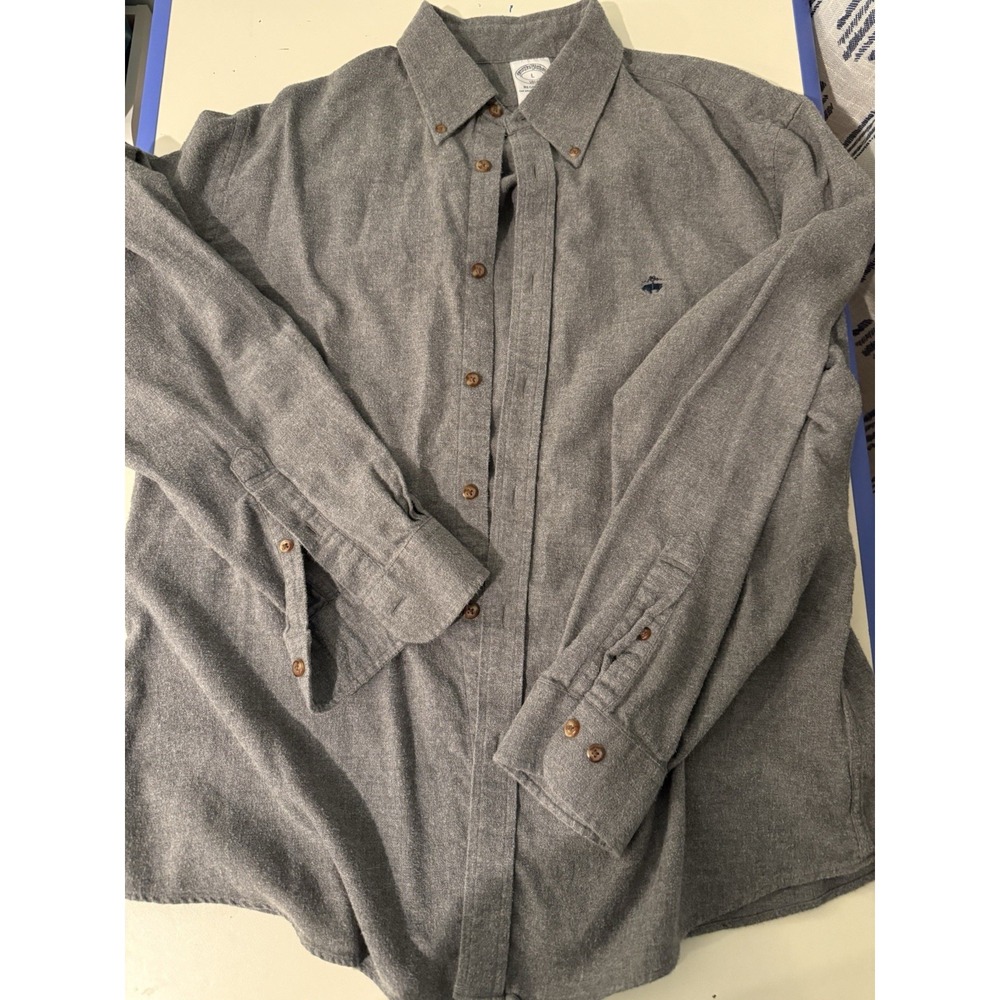 brooks brothers regent fit flannel button down Grey Shirt Button Up Men's